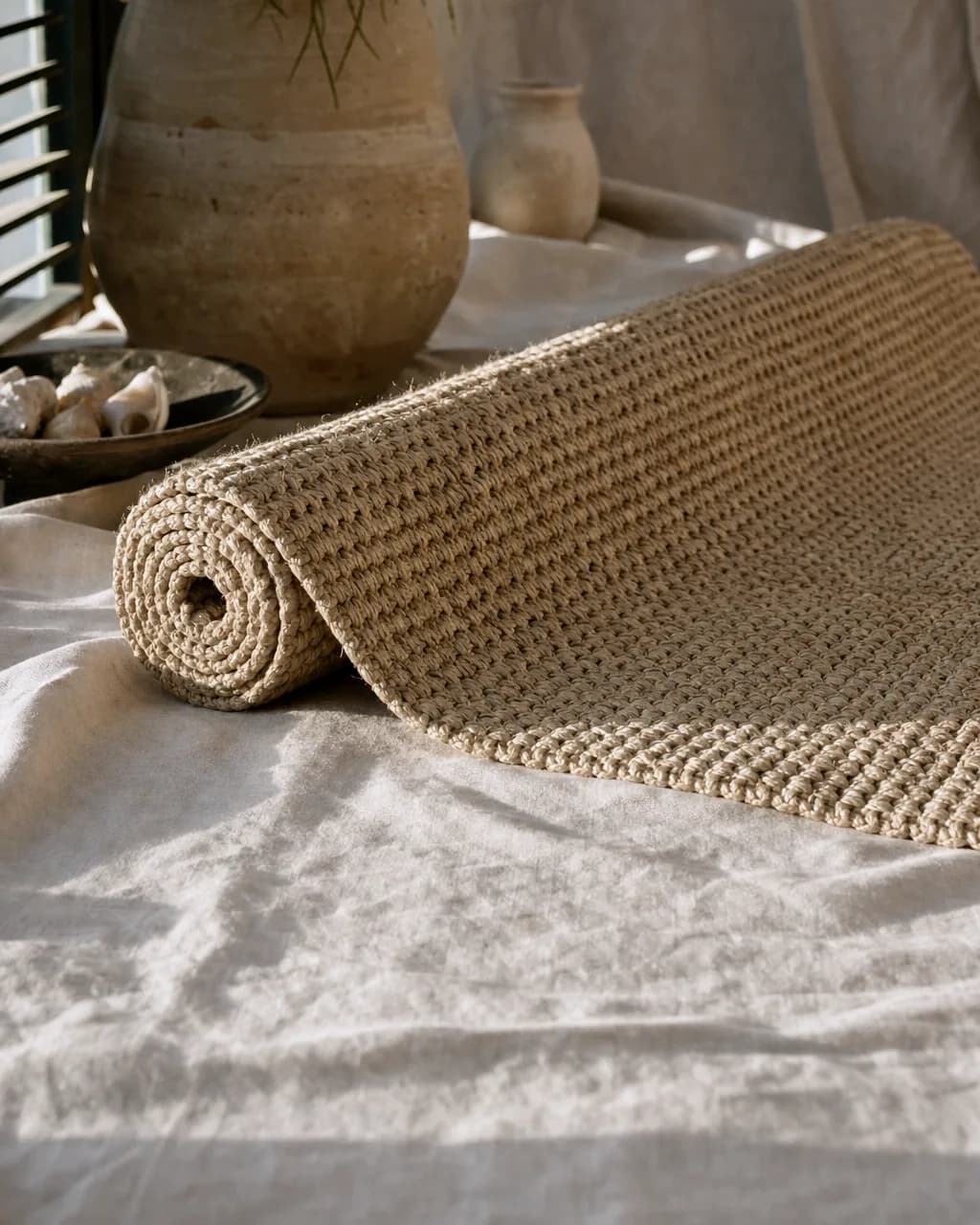 Hand-Knotted Jute Runner. Natural jute, knotted by hand, soft underfoot.