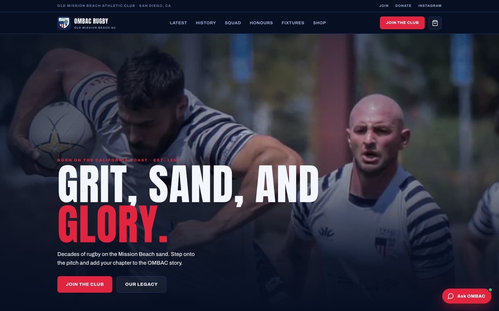 OMBAC Rugby — Sports club demo