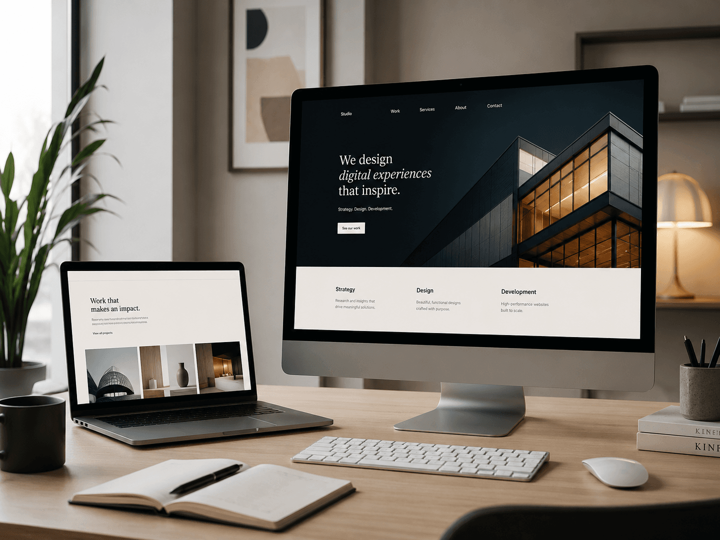 A website we designed, shown on a desktop and laptop