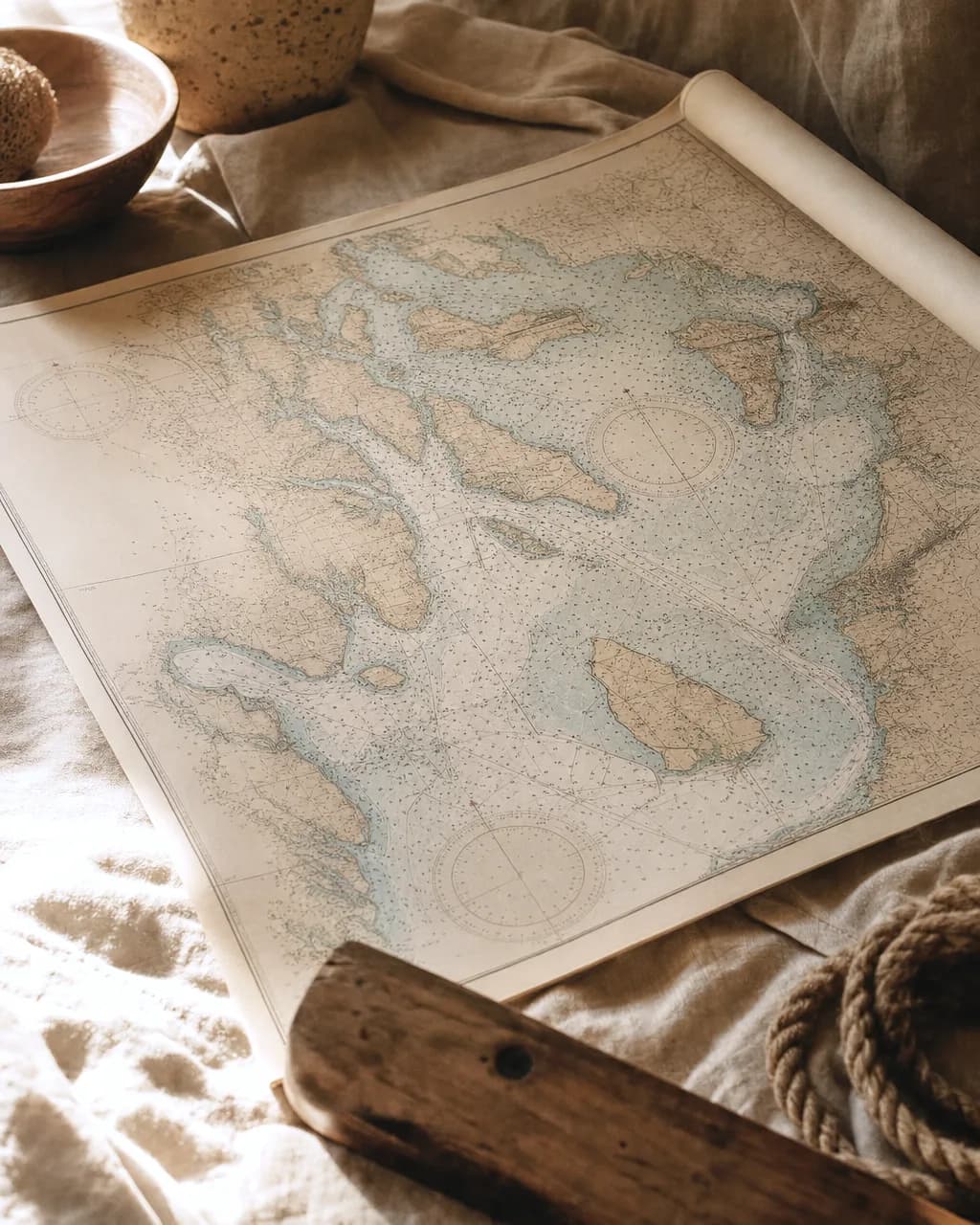 Nautical Chart, Tampa Bay. A restored survey chart of the bay, ready to frame.