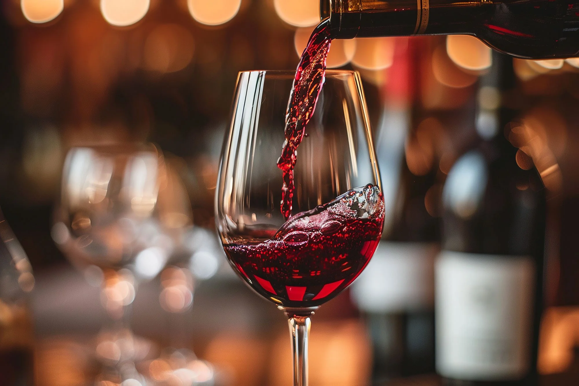 Wine poured at the bar